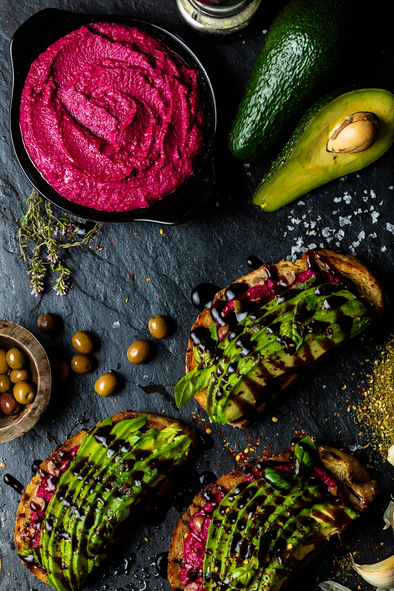 Daniel Geesen Photography - Vegan Food Photography - Diced and Spiced - Beetroot Hummus and Avocado Toast
