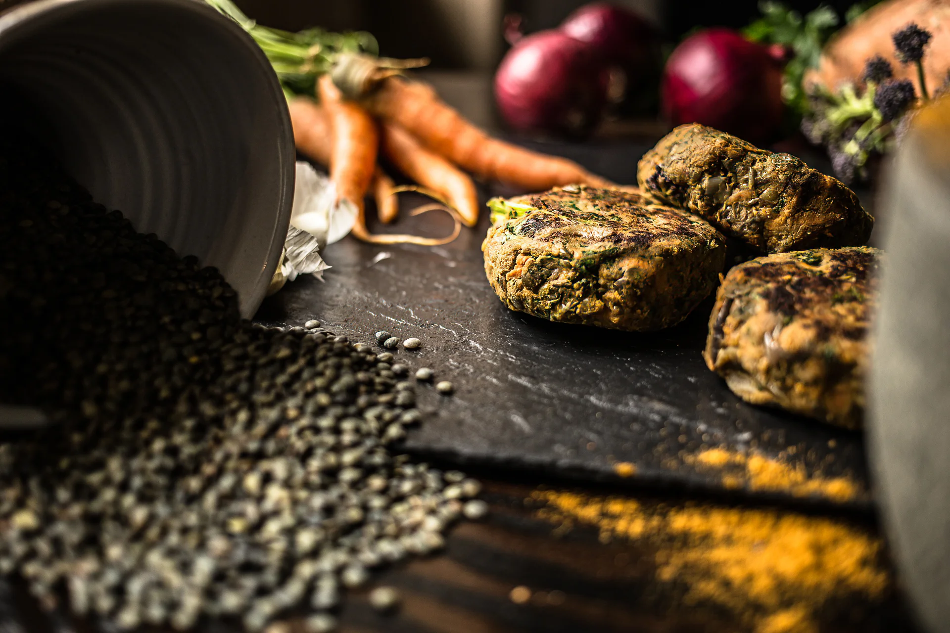 Daniel Geesen Photography - Vegan Food Photography - Seasons of Skerries - Vegan Lentil Cakes